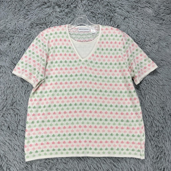 Alfred Dunner Sweater Women's XL Pink Green Pointelle‎ Grandmacore Spring Cute - Picture 1 of 9
